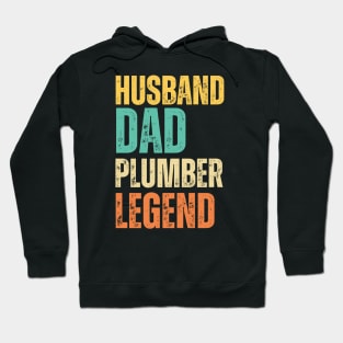 Husband Dad Plumber Legend Retro Hoodie